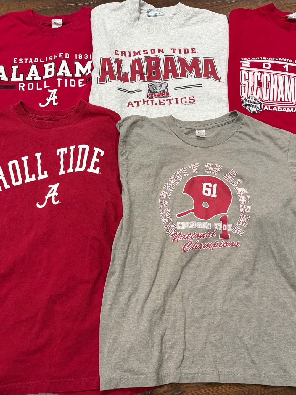VTG Alabama Crimson Tide T-Shirt Lot of 5 Men's L/XL 90s/Y2K Cotton SEC